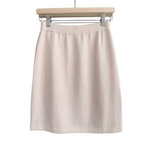 St. John Basics Skirt Size 4 Ivory Wool Santana Knit Pencil Elastic Waist